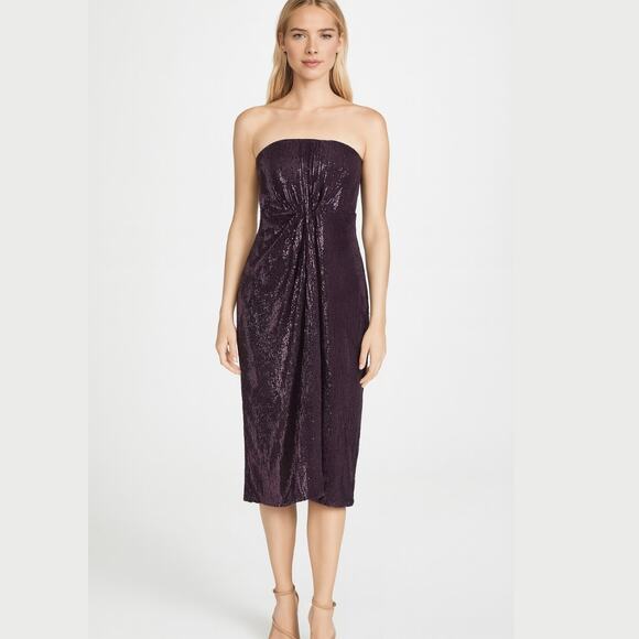 DVF Piaza Cuvet Sequined Strapless Midi Dress 2 Purple NEW - Picture 1 of 10